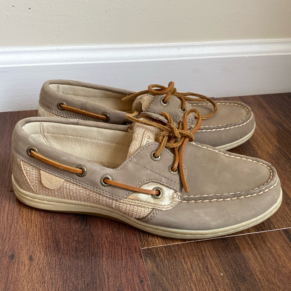 Sperry Sueded Jute and Metallic Slip On Boat Shoes STS95795